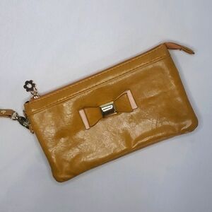FREE with Purchase Bow Mustard Wristlet Zippered